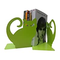 Los mejores  - Juego de dos sujetalibros con diseño de gato persa- decorativos- de metal- color verde